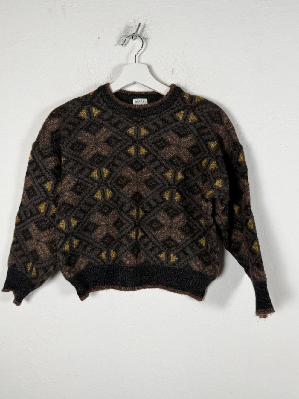 Vintage März München Wool Blend Geometric Sweater West Germany Small Pullover
